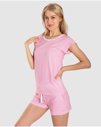 Sant And Abel - Women's Peony Jersey Knit Stripe Short Sleeve PJ Set