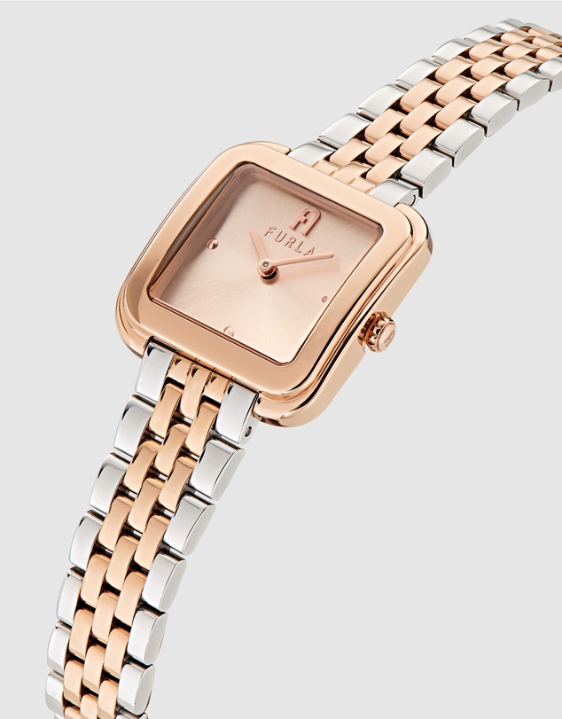 Furla - Diamante 27.5mm Square Rose Gold-tone Dial with Two-Tone Bracelet