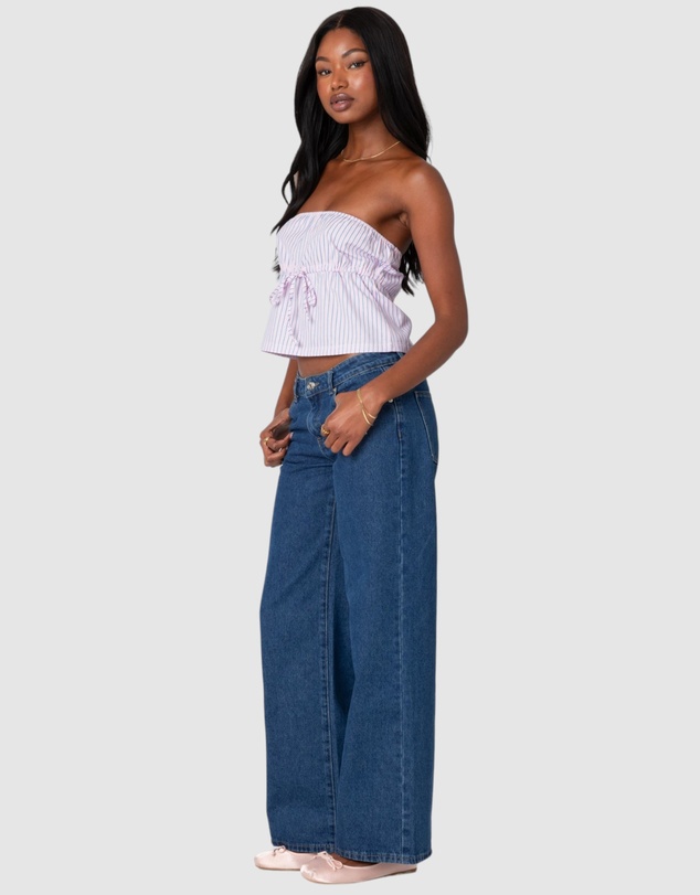 EDIKTED - Augusta Pinstripe Strapless Top