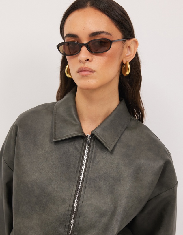 Calli - Hayden Polyurethane Bomber Jacket