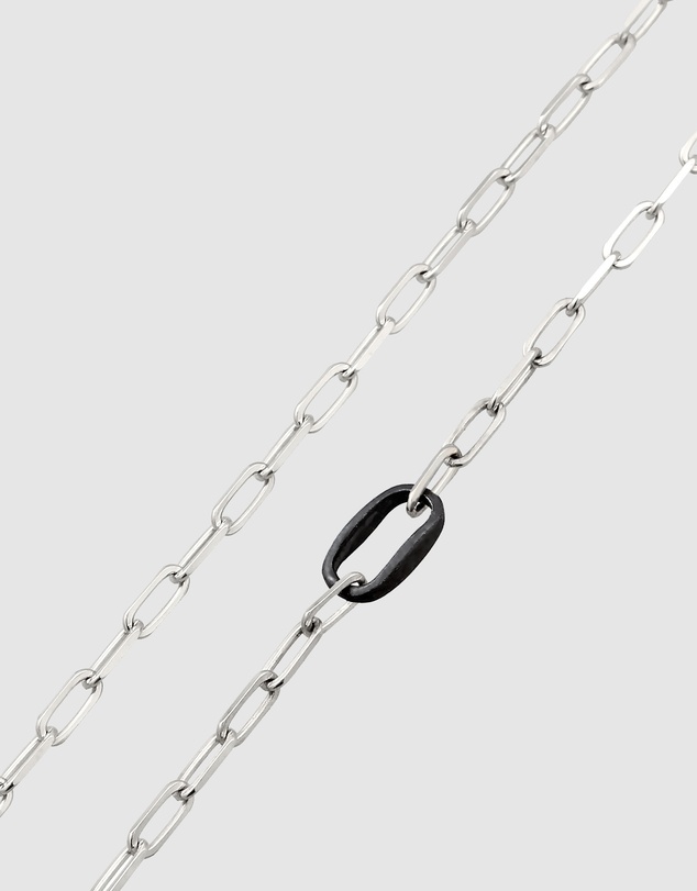 Kuzzoi - ICONIC EXCLUSIVE - Long Link Necklace with Oxidised Accent in 925 Silver