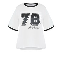 City Chic - Plus size Oversized LA Print Tee - ivory