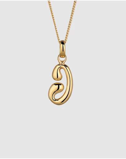 Elli Jewelry - Bubble Letter J Necklace in Gold-Plated 925 Silver