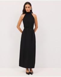 Calli - Mila High Neck Crepe Maxi Dress
