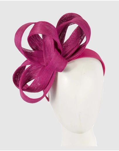 Fillies Collection - Fuchsia Abaca Loops Racing Fascinator