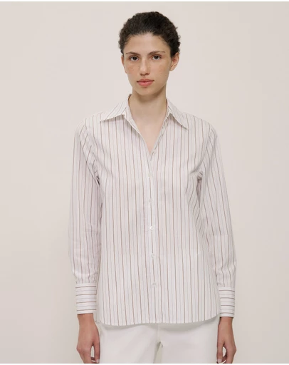 Trenery - Yarn Dyed Poplin Stripe Shirt in Russet