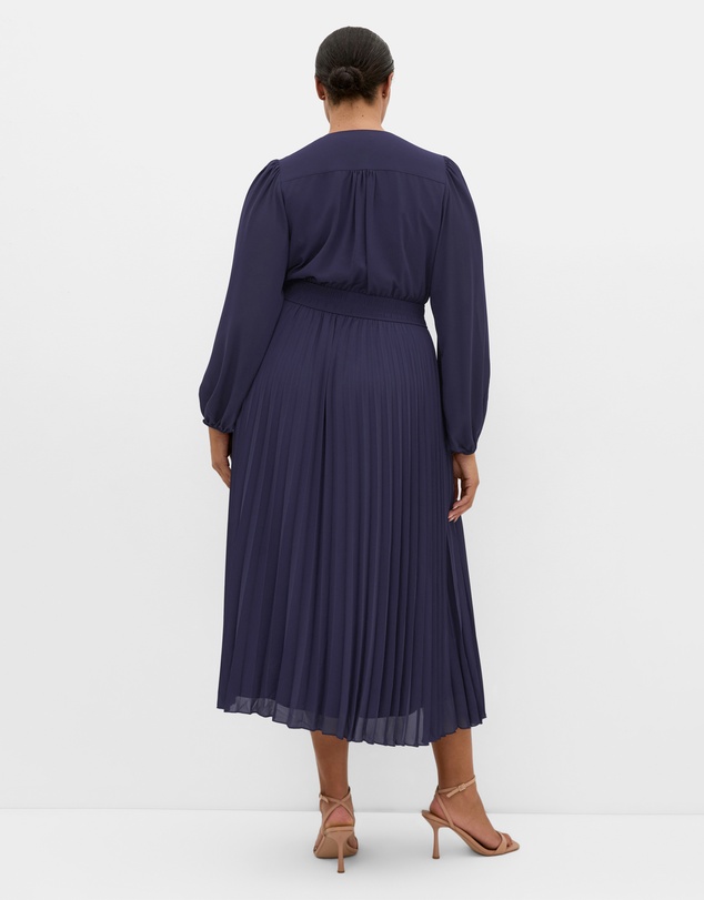 City Chic - Plus size Georgina Pleat Maxi Dress - navy