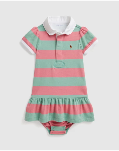 Polo Ralph Lauren - Striped Cotton Rugby Dress & Bloomer - Babies