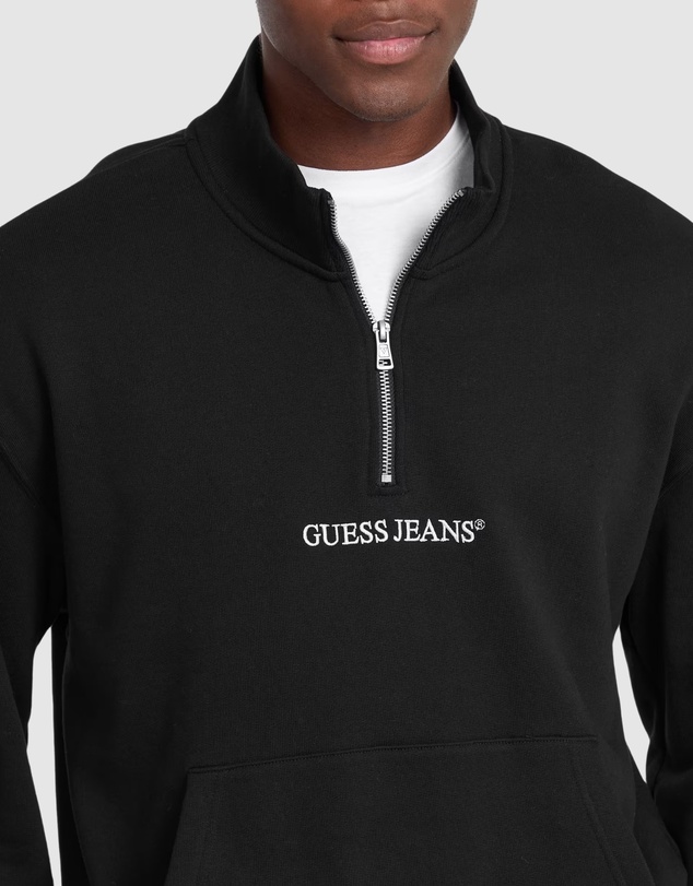 GUESS Jeans - GUESS JEANS Half Zip Regular Embroidered Sweatshirt