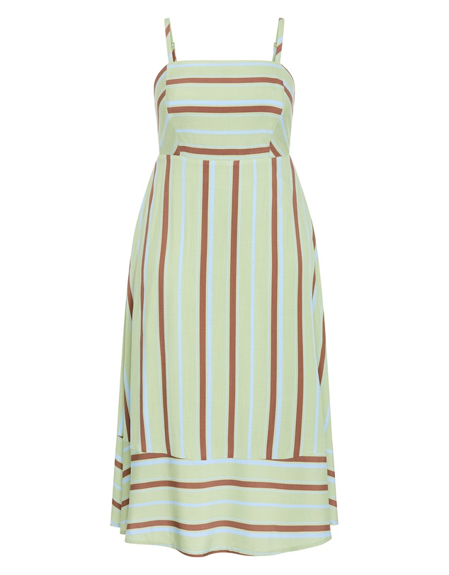 City Chic - Plus size Haven Stripe Maxi Dress - matcha