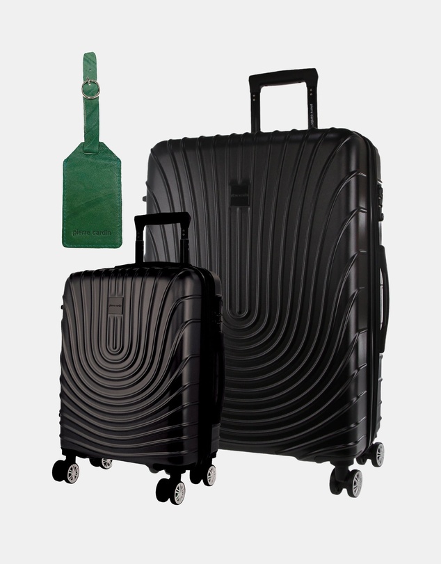Pierre Cardin - Pierre Cardin Palais Hard Shell Large and Cabin 2-Piece Set + Luggage Tag