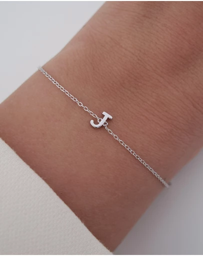 The Silver Collective - Petite A-Z Letter Bracelet Silver - J