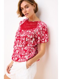 NEXT - Short Sleeve Crochet Bubblehem Top
