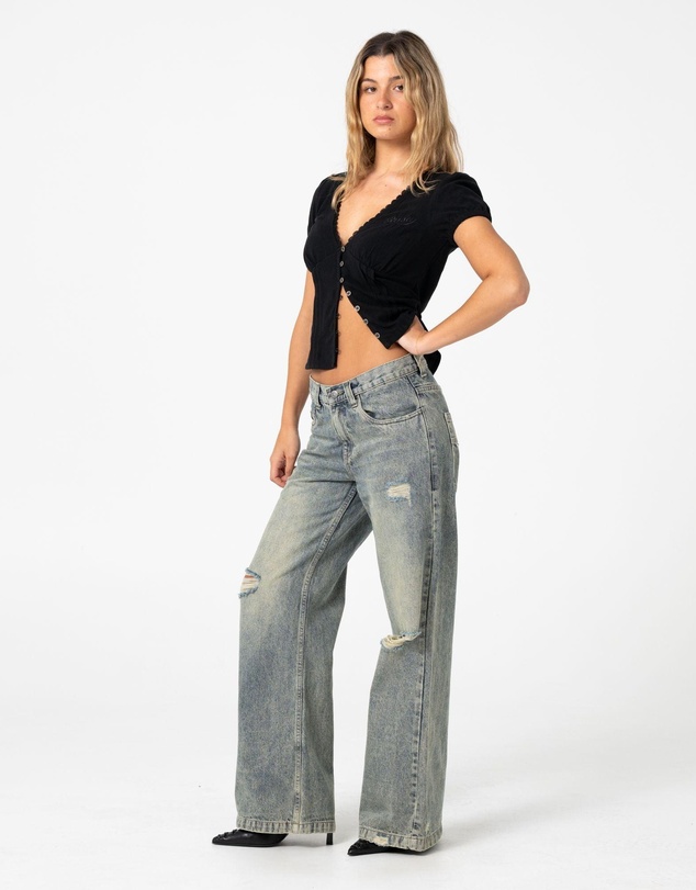 Rusty - DIY Wendy Wide Low Rise Distressed Jean