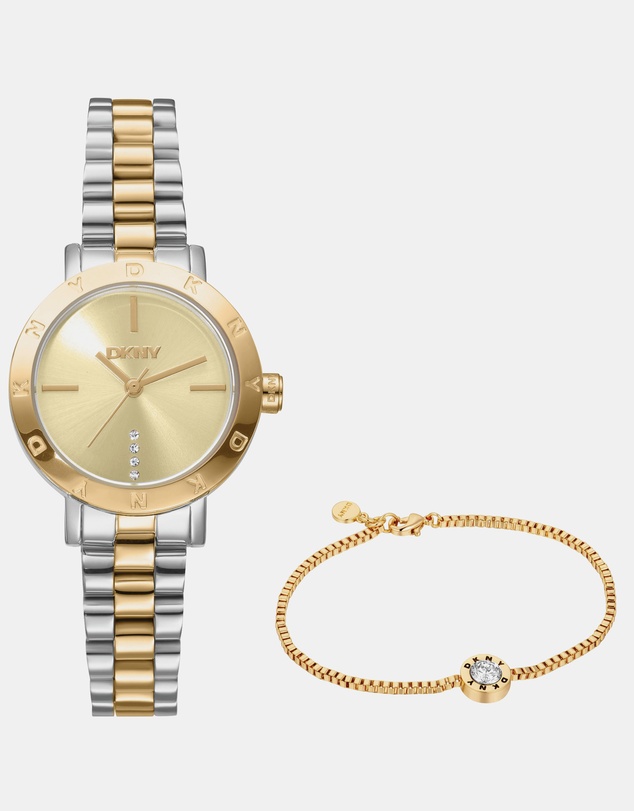 DKNY - Essentials Two-Tone 28mm Womens Watch + Gold Bracelet