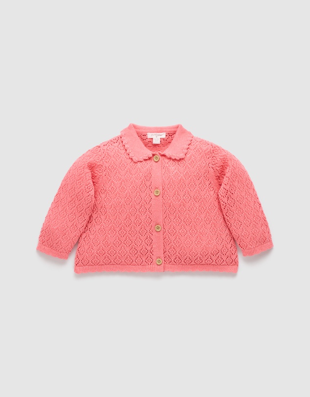 Purebaby - Eyelet Collar Cardigan-Kids-Babies