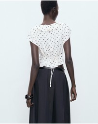 M.N.G - Polka-Dot Blouse With Ruffles