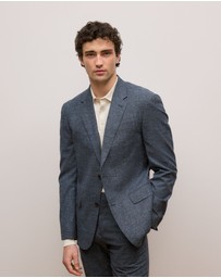 Trenery - Cotton Wool Blend Blazer in Navy