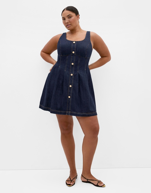 City Chic - Plus size Alexa Denim Mini Dress - dark wash