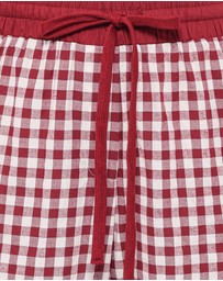 Petal & Pup - Lawson Track Pants - Burgundy Gingham