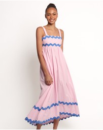 Petal & Pup - Fitzgerald Maxi Dress - Pink/Blue Trim