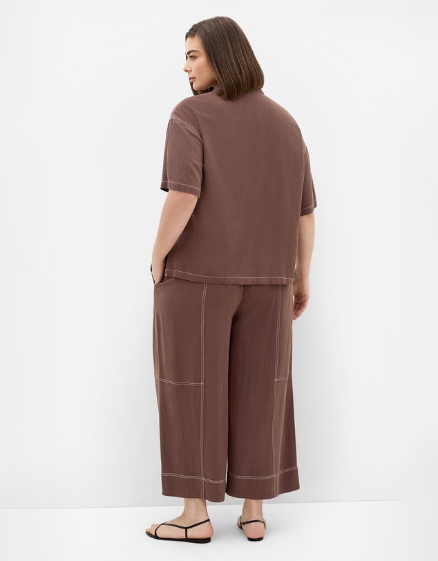 City Chic - Plus size Tia Stitch Detail Crop Pant - chocolate