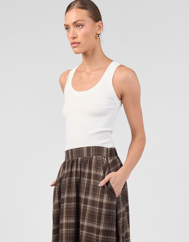 MVN - Plaid Midi Skirt