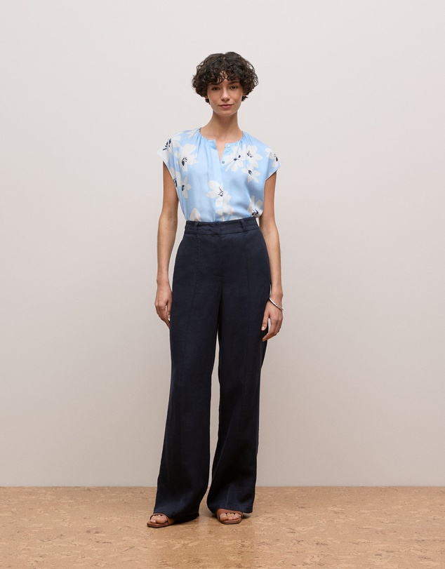 Trenery - Sorell Modal Cap Sleeve Blouse in Soft Blue