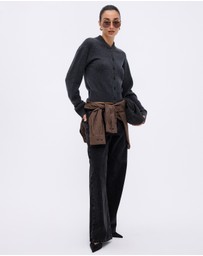 Minima Esenciales - Alma Wool Cashmere Blend Knit Bomber Cardigan