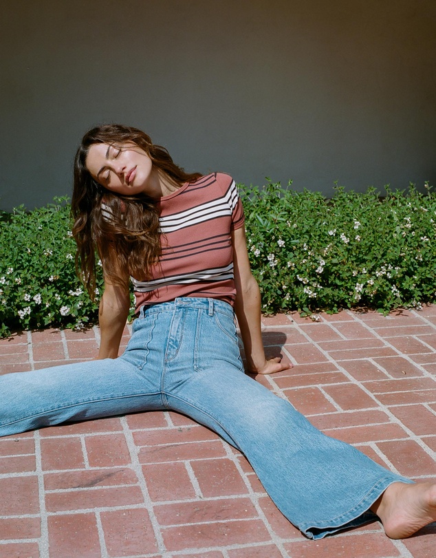 Rolla's - Phoebe Tonkin X Rolla's Stripe Baby Rib Tee
