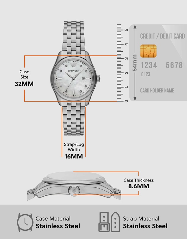Emporio Armani - Silver Tone Analogue Watch
