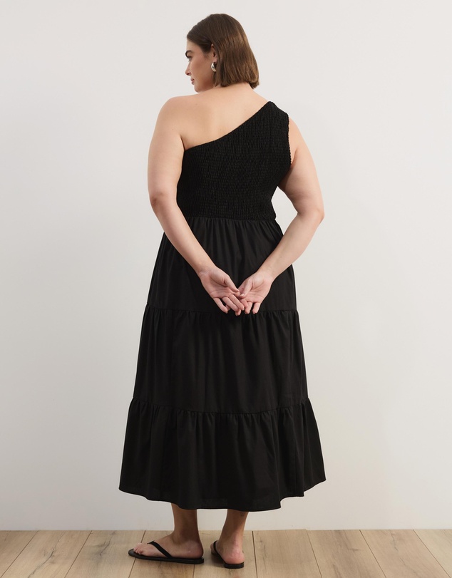 Atmos&Here Curvy - Josie Linen Blend One Shoulder Tiered Maxi Dress