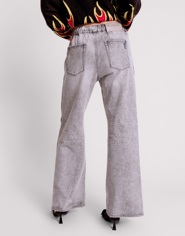 ONE TEASPOON - Slate Acid Roadhouse Wide Leg Drawstring Jeans