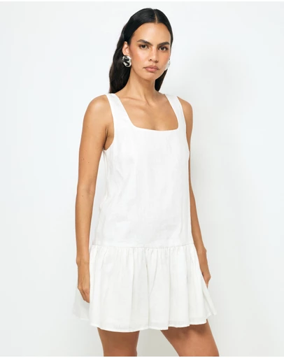 AERE - Madilyn Drop Waist Linen Mini Dress