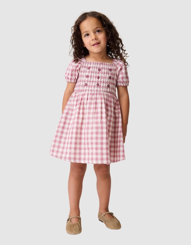 GAP - SS Smock Plaid Dress - Babies-Kids
