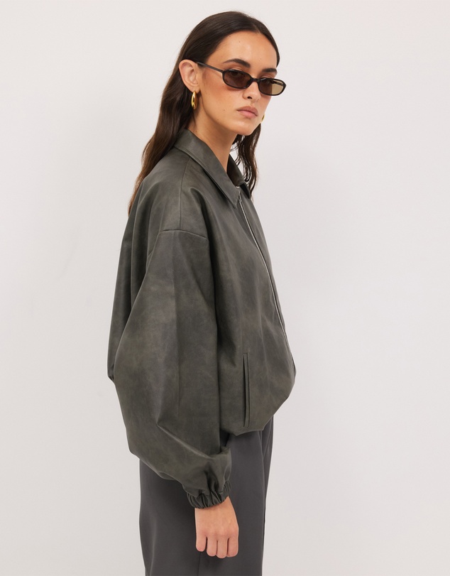 Calli - Hayden Polyurethane Bomber Jacket