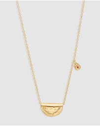 By Charlotte - Lotus Birthstone Necklace - July - Ruby
