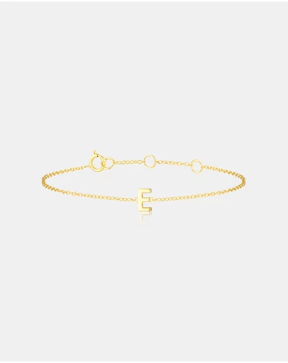 The Silver Collective - Children's A-Z Letter Bracelet - E