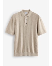 NEXT - Regular Vertical Texture Knitted Polo Jumper