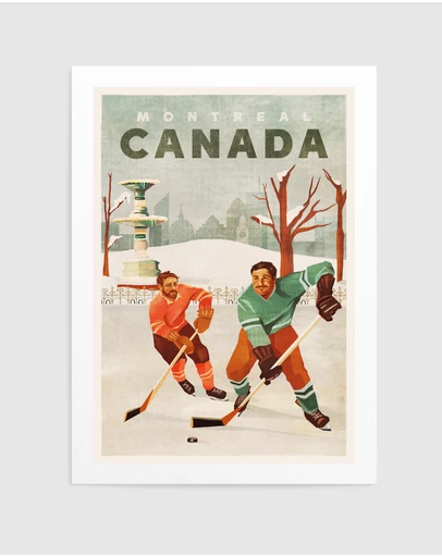 Olive et Oriel - Montreal Canada Pond Hockey Guys by The Whiskey Ginger Art Print