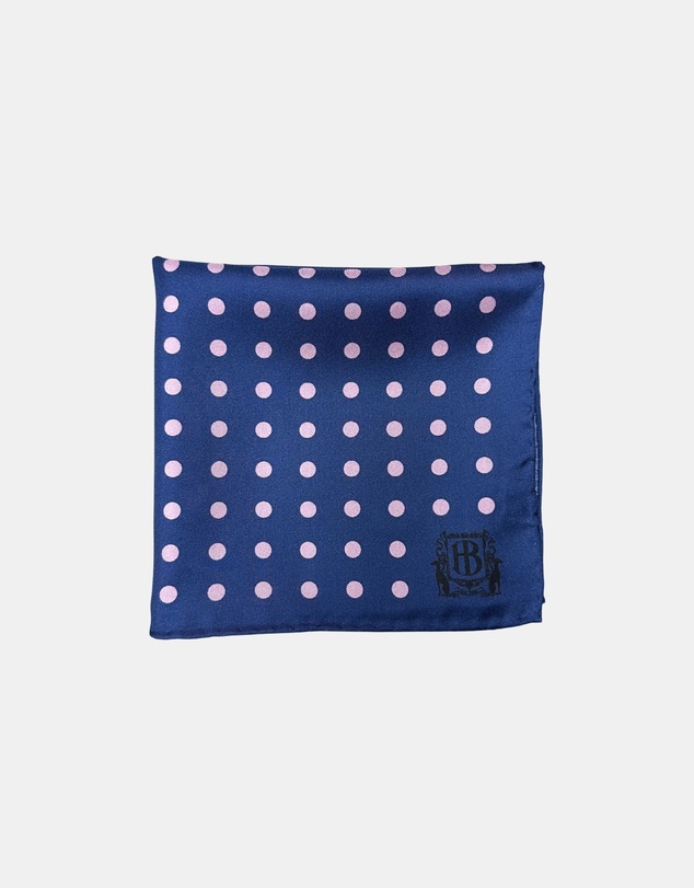 Henry Bucks - HENRY BUCKS Polka Dot Pocket Square NAVY/PINK