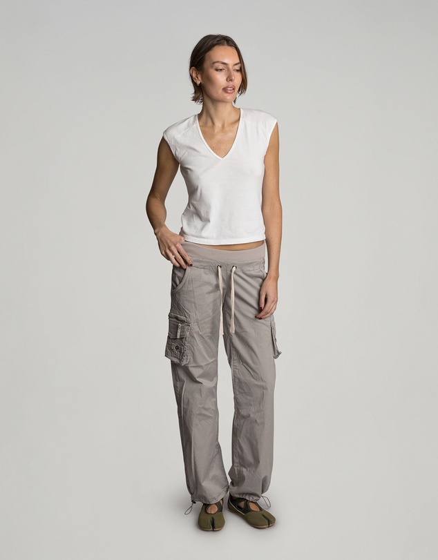 Love and Nostalgia - Little Rippa Rib Waist Cargo Pant - Taupe