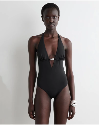 COS - Embellished Plunge-Neck Swimsuit
