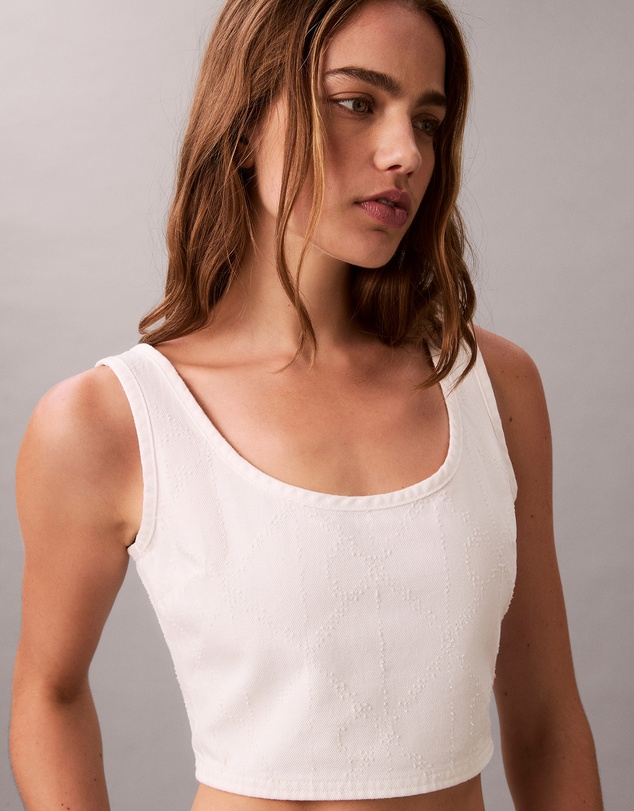 Calvin Klein Jeans - Denim Allover Monogram Cropped Tank Top