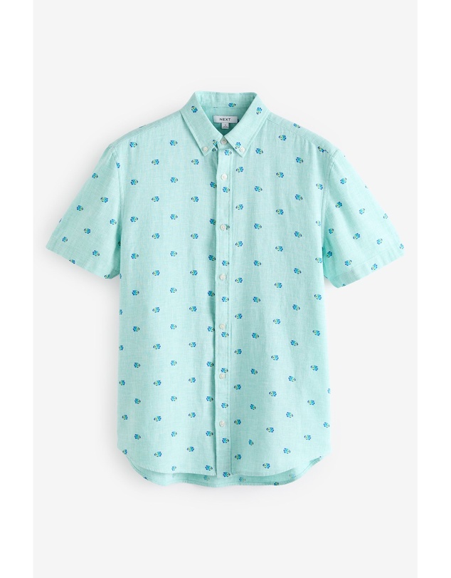NEXT - Linen Blend Printed Short Sleeve Shirt