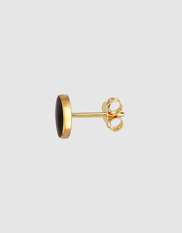 Kuzzoi - ICONIC EXCLUSIVE - Earrings Men Stud Circle Basic Geo with Enamel in 925 Sterling Silver Gold Plated