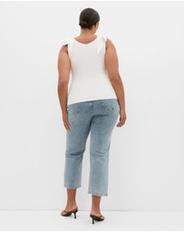 City Chic - Plus size Emma Bow Rib Tank - ivory