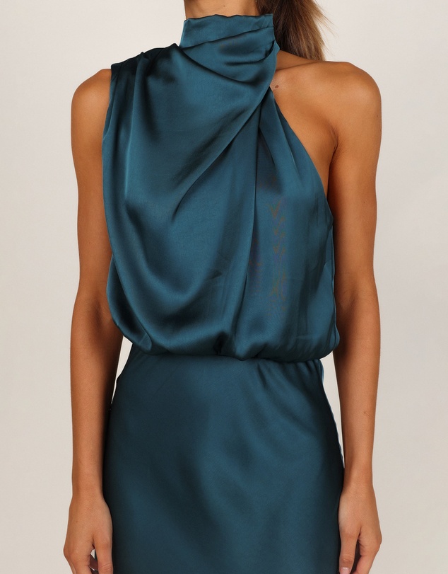 Petal & Pup - Anabelle Halter Neck Midi Dress - Teal