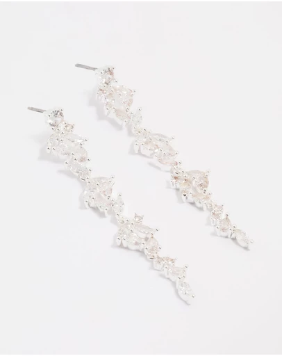 Lovisa - Silver Plated Cubic Zirconia Marquise Drop Earrings