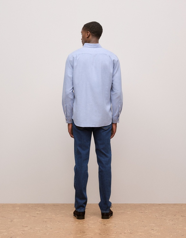 Trenery - Brushed Cotton Melange Shirt in Steel Blue